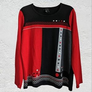 Alison Sheri knitted top black/red block XL